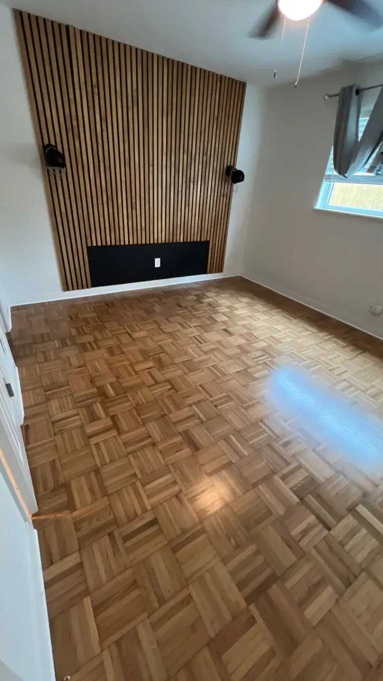 A room with restored flooring